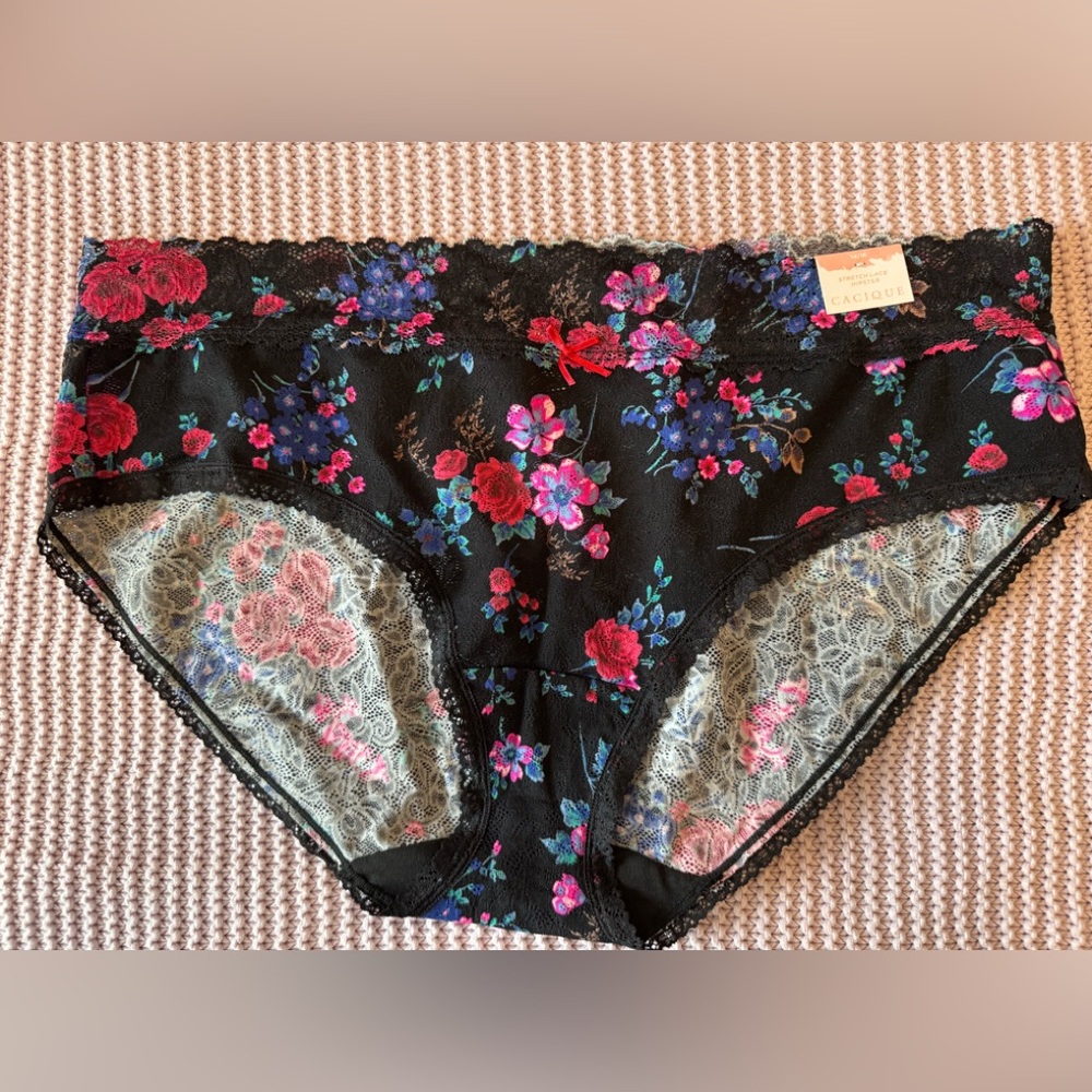 Cacique Vibrant Lace Panty Set in Purple, Floral Print and Coral